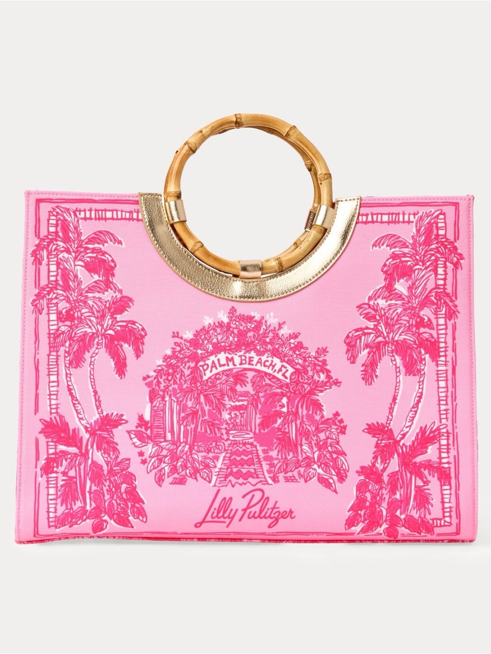 Lilly Pulitzer 
Oasis Canvas Tote 
Lipstick Pink Palm Beach